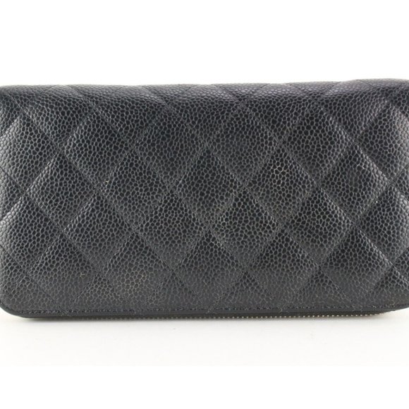 Authentic Chanel Black Caviar Quilted L-Gusset Zipper Continental Wallet 2CC0123 - Picture 7 of 12